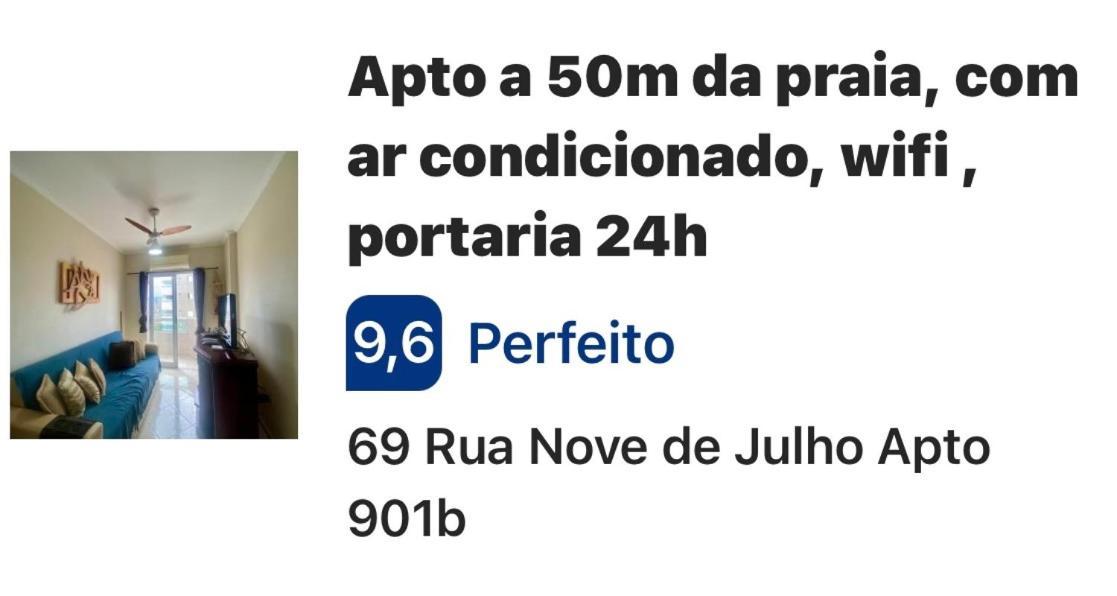 Apto A 50M Da Praia, Com Ar Condicionado, Wifi , Portaria 24H Praia Grande  Luaran gambar